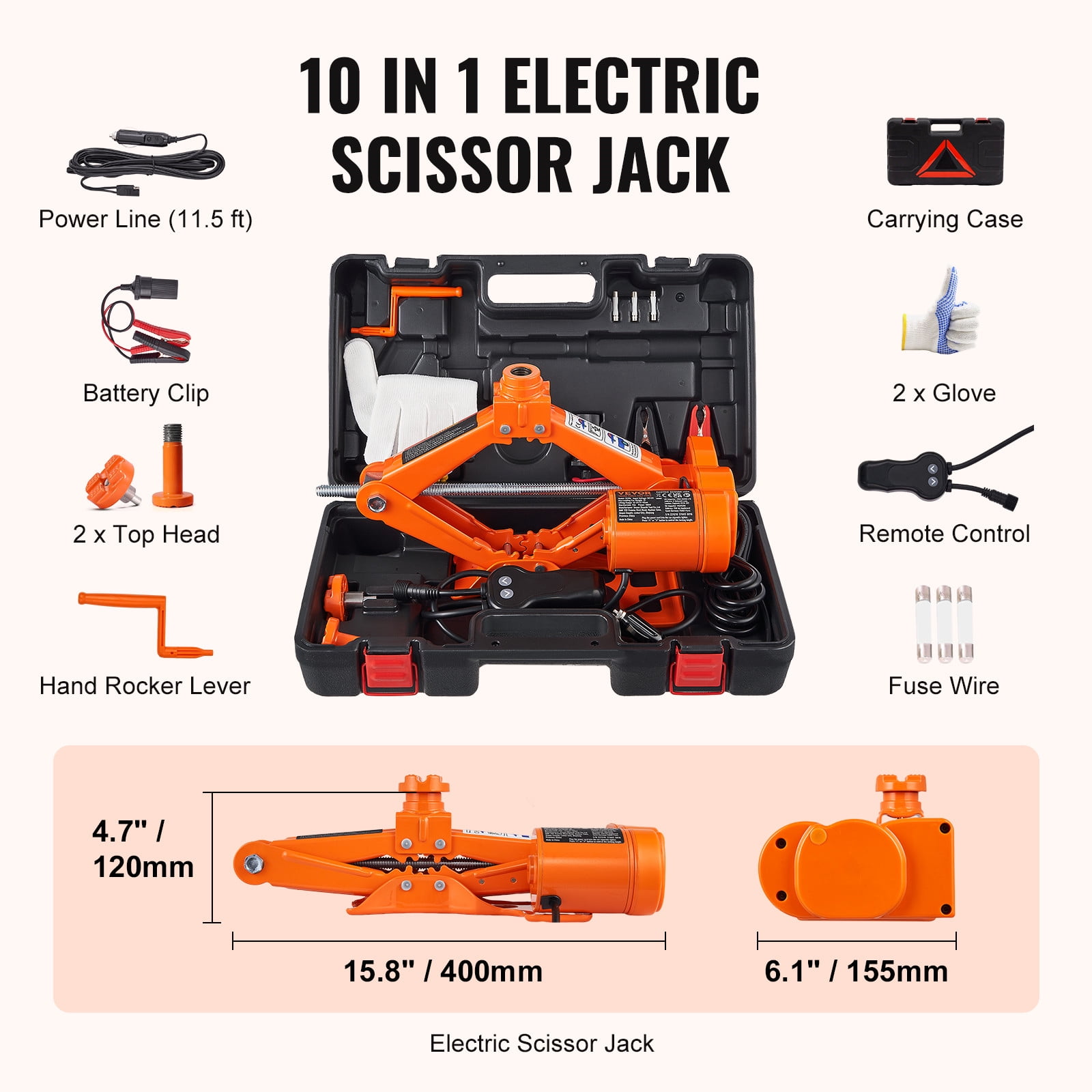 VEVOR Electric Car Jack 3 Ton Electric Scissor Jack Car Repair Tool for SUV Sedans