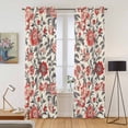 thumbnail image 2 of Kitchen Curtains 84 Inch Length 2 Panels, Red Black Floral Grommets Window Treatment Curtain, Vintage Watercolor Flower Leaf Plant Thermal Curtains Drapes for Living Room/Bathroom, 2 of 9