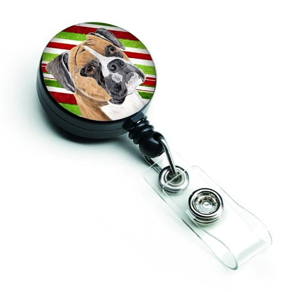 Carolines Treasures SC9350BR Boxer Candy Cane Holiday Christmas Retractable Badge Reel