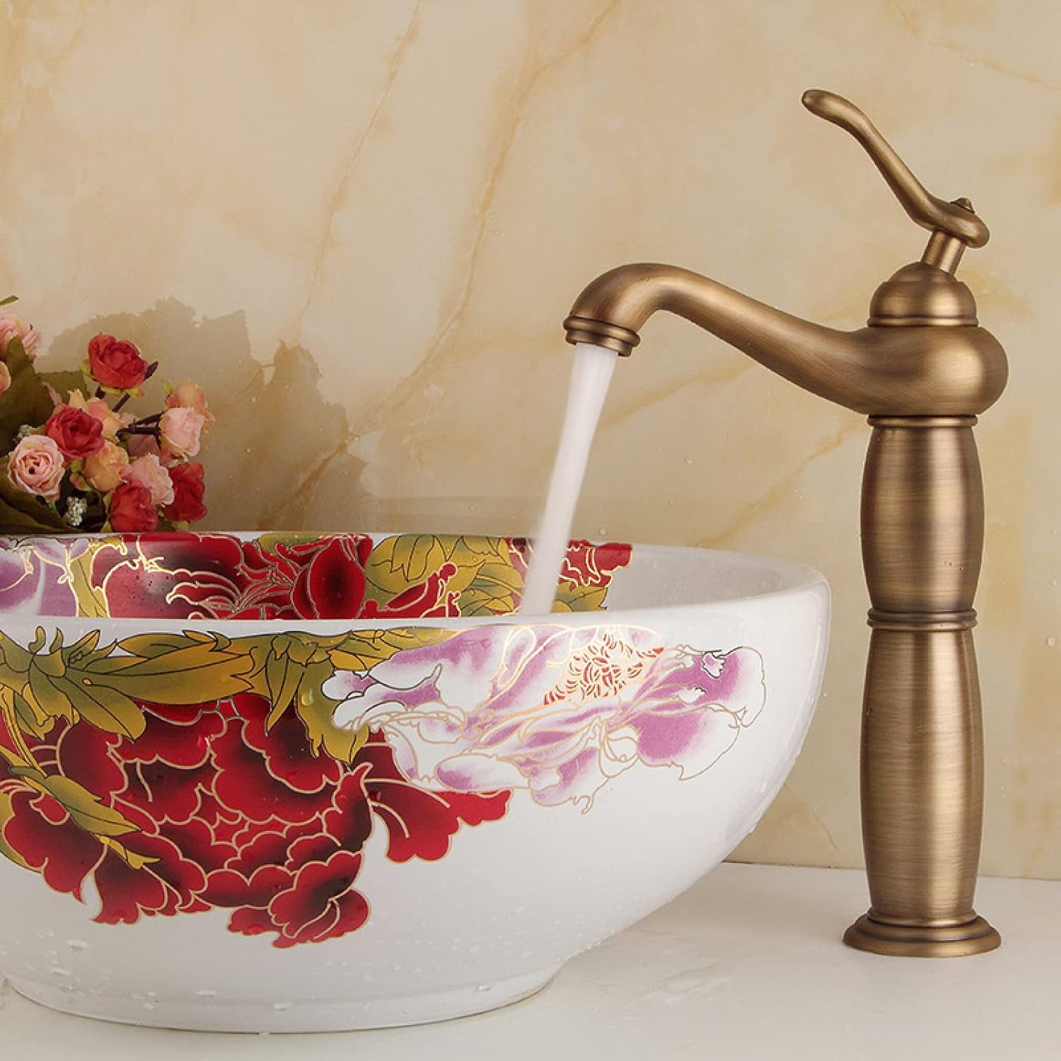 Vintage Sink Faucet Bathroom, Brass Sink Faucet Bathroom, Cold Hot Mixer Vintage Vanity Tap, Single Handle Bathroom Sink Faucet High, Black