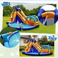 thumbnail image 4 of OLAKIDS Inflatable Water Slides, Shark Theme 14FT x 10FT x 8.5FT Bouncy House with Slide, Splash Pool, Climbing Wall, Water Gun, Outdoor Jumping Castle with Hose, Carry Bag, Stakes (Without Blower), 4 of 9