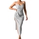 thumbnail image 1 of Vestido A Media Pierna Ygjytge Elegante vestido de noche Slim Hip Glitter para Mujer Plata T 3EG, 1 of 8