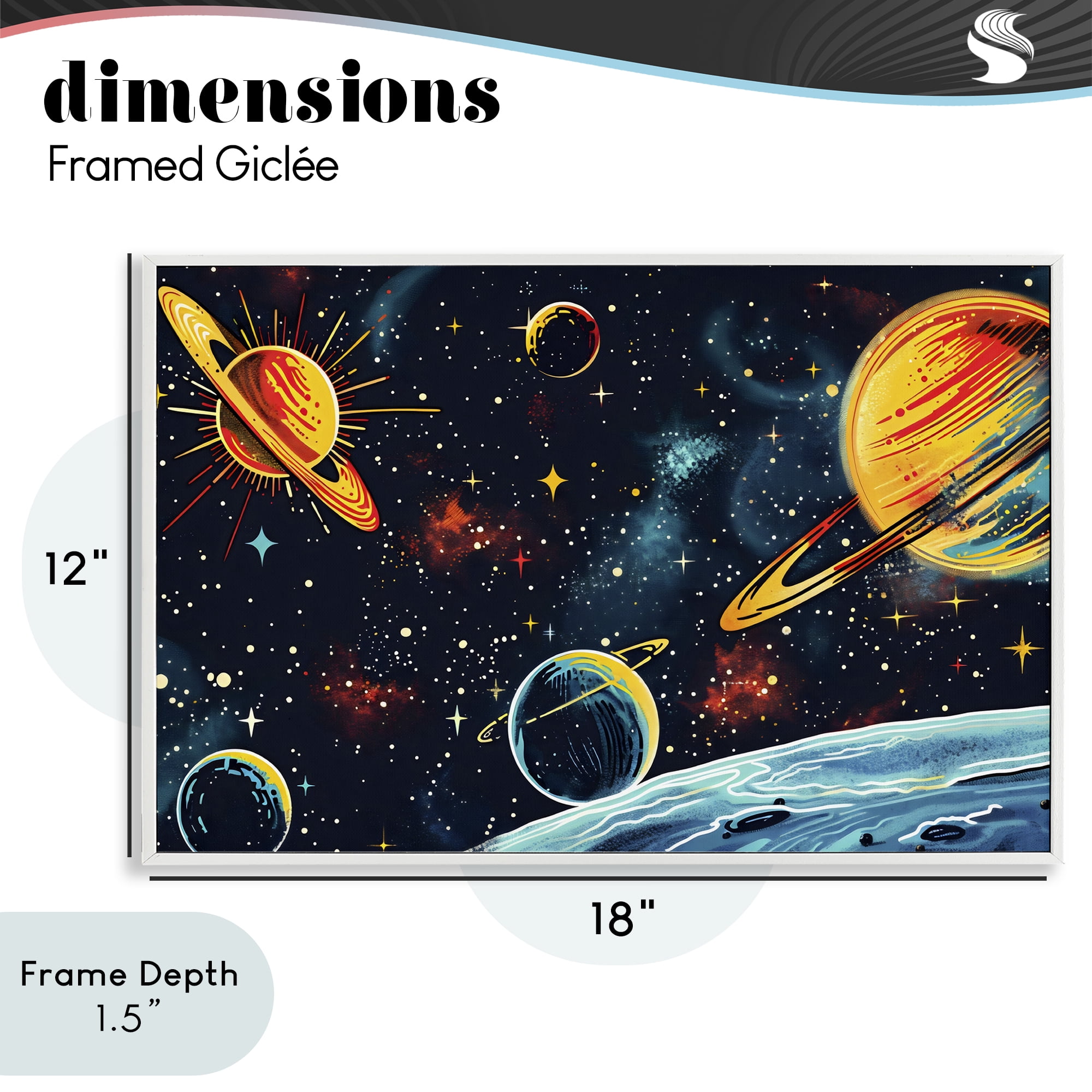 Stupell Industries Black Lit Galaxy Panorama White Framed Giclee Art, design by Creative Studio