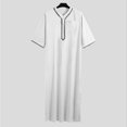 thumbnail image 4 of XDZJLR Mens T Shirts Casual Loose Muslim Arab Dubai Robe Middle Sleeve Button Retro Tee, 4 of 4