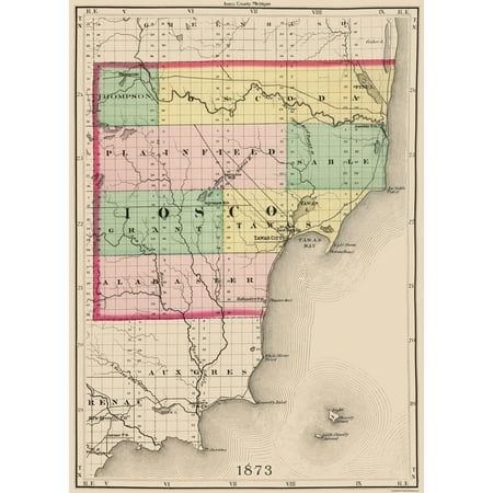 Old County Map - Ionia Michigan - 1873 - 23 x 31.86 - Walmart.com