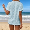 thumbnail image 5 of PIWHJQK Women Casual Short Sleeve T Shirt Blouses Women V-neck Solid Tee Top Casual Button Summer Fashion Style Summer Outfits, 5 of 6