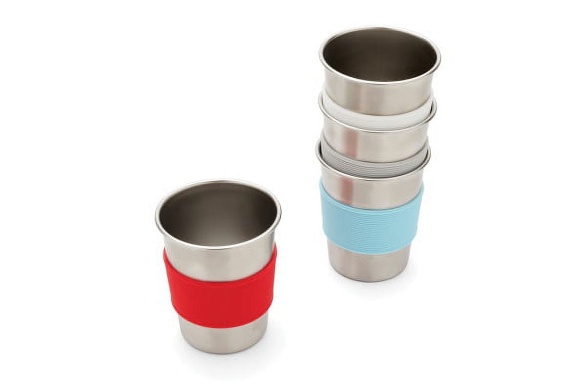 RED ROVER Silver Stainless Steel Kids' Cups with Silicone Sleeves, Set of 4  20009 - The Home Depot