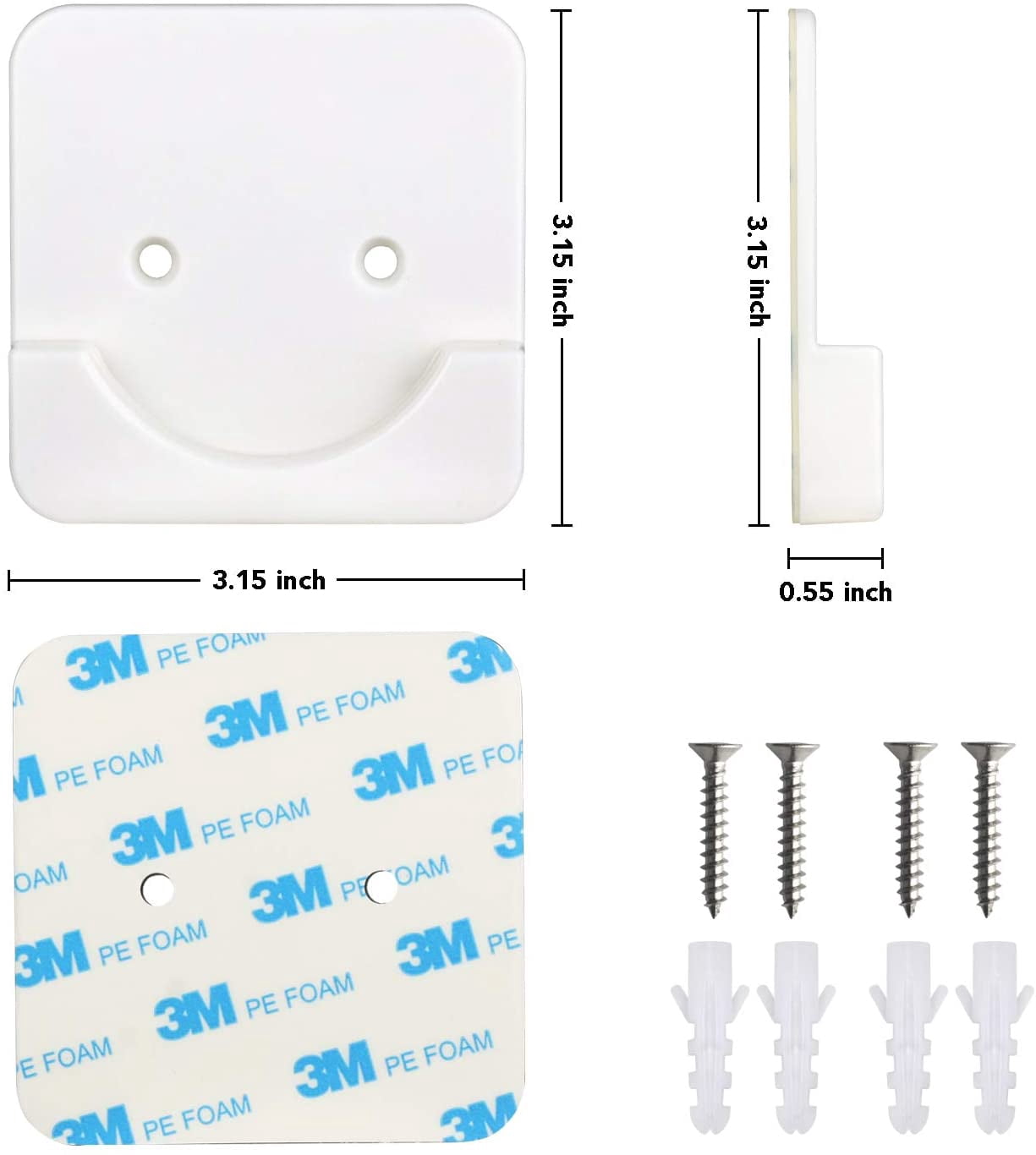 Adhesive Shower Curtain Rod Tension Holder | Shower Rod Mount Retainer for Wall | No Drilling | Stick On | 2 Pack, (Shower Curtain Rod Not Included)