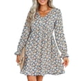 thumbnail image 1 of Vestido Floral Para Mujer, Vestido Floral Con Cuello En V Transpirable, Tela Suave Lavable A Máquina Para Vacaciones ANGGREK  HI1711, 1 of 6