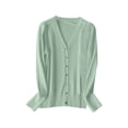 thumbnail image 7 of Women's V Neck Knitted Cardigan Sweater Long Sleeve Lightweight Layering Top for Spring Autumn Fashion, 7 of 7