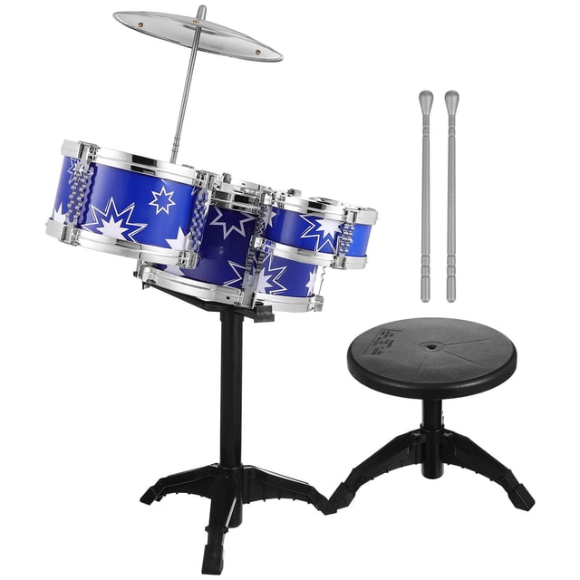 OULII Jazz Drum Set For Drum Kit Playset With Stool Educational Musical Instrument For Present For Young Musicians