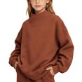 thumbnail image 2 of LUGOGNE Boys Girls Sweatshirt Mock Neck Pullover Sweatshirt Soft Fall Winter Casual Drop Shoulder Tops Kids Back to School Basic Outfits, 2 of 9