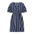 thumbnail image 6 of IROINNID Plus Size Sexy Dresses For Women Date Night Sexy Fashion Summer V Neck Short Sleeve Loose Stripe Print Dress Summer Saving, 6 of 9