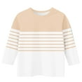 thumbnail image 4 of HAOTAGS Toddler Girls Blouses, Long Sleeved Lightweight Striped Causal Tops Beige 9Years, 4 of 5
