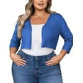 thumbnail image 6 of SEWIFY Women's Plus Size Bolero Cropped Cardigan Lightweight 3/4 Sleeve Shrug Sweaters for Dresses,1X-4X, 6 of 9