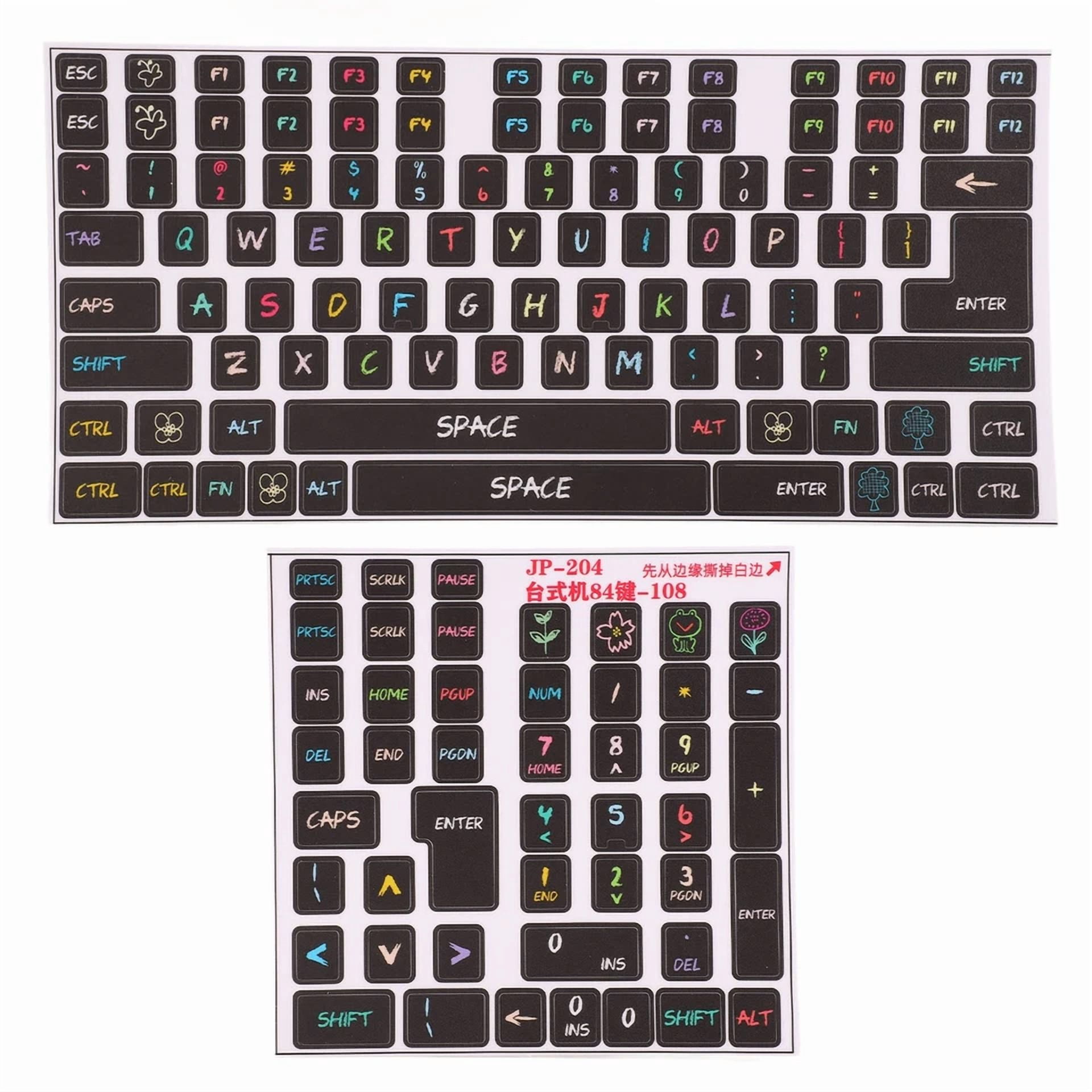 BUTTERFLY- Computer Keyboard Stickers Frosted Surfaces Adhesive Keycaps Stickers For 84-108