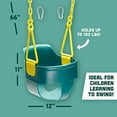 thumbnail image 7 of Premium High Back Full Bucket Toddler Swing Seat with Finger Grip, Plastic Coated Chains and Carabiners for Easy Install - Green - Squirrel Products, 7 of 7