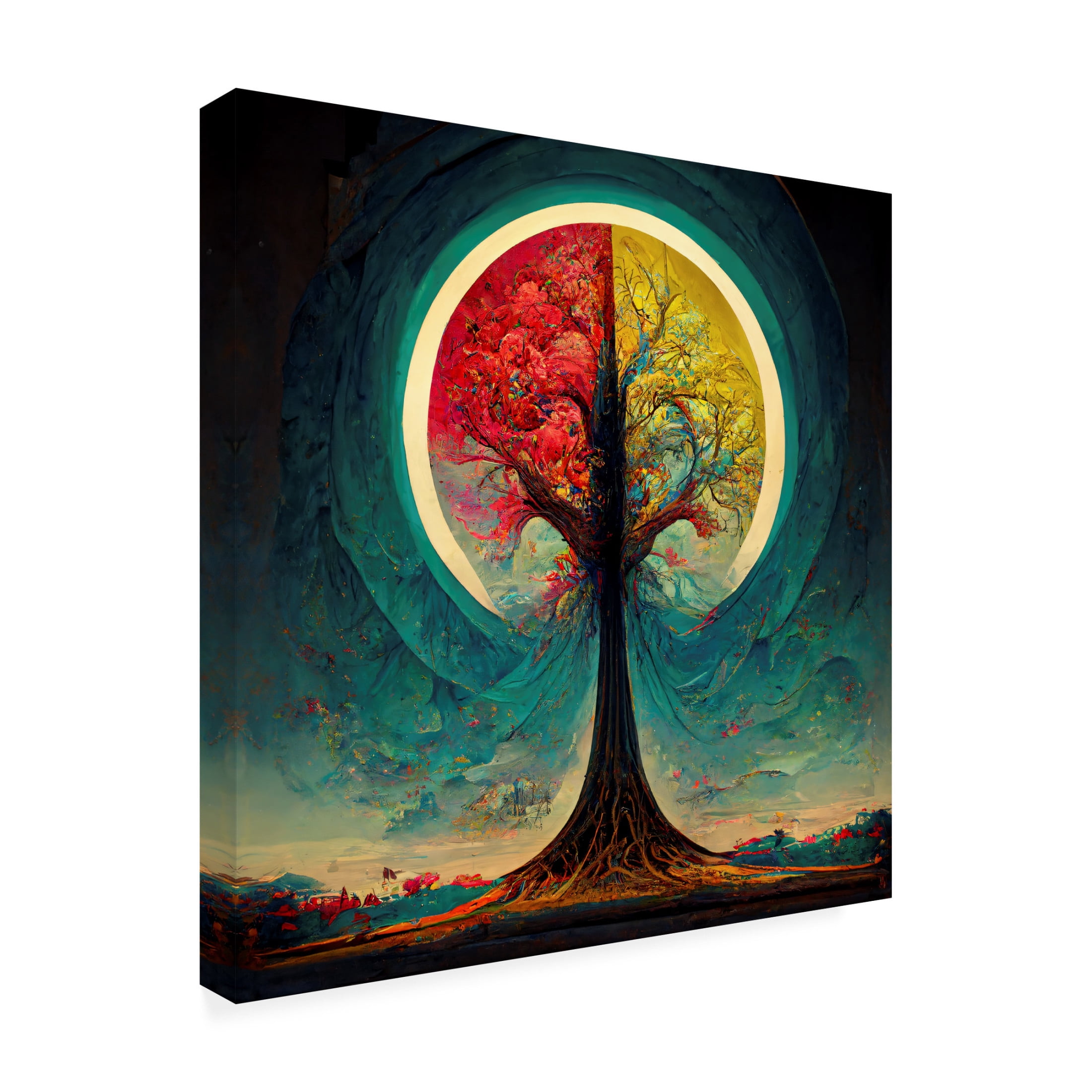 Canvas Wall Art - Ray Heere 'Tree Of Life 9' Wall Art for Living Room, Bedroom, or Office Décor by Trademark Fine Art - 35 x 35 Inches