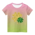 thumbnail image 4 of BLVB Kids St Patricks Day Shirt Boys Girls Shamrock Clover Graphic Tees Toddler Short Sleeve Crewneck T-Shirt Top, 4 of 5