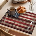 thumbnail image 3 of Retro American Flag Placemats Set of 8 Red Blue Flag Vintage Wooden Place Mats Indoor Wipeable Table Mats Washable Cloth Dining Table Placemats for Kitchen Holiday Party Home Decor 13x19 Inch, 3 of 9