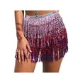 thumbnail image 2 of Blotona Women Sexy Belly Skirt Sequined Fringe Miniskirt with Waist Straps, 2 of 9