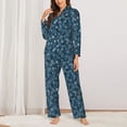thumbnail image 2 of Honeii Blue and White Gradient Snowflake Print Women's Pajama Sets Long Sleeve Button Down Sleepwear Nightwear Soft Pjs Lounge Sets 2PCS-Small, 2 of 7