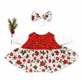 thumbnail image 1 of Christmas Floral Long Dress Porch Goose Outfit, Holly Print Clothes with Bow Headband for 23 Inch Geese, Holiday Yard Decor, 1 of 4