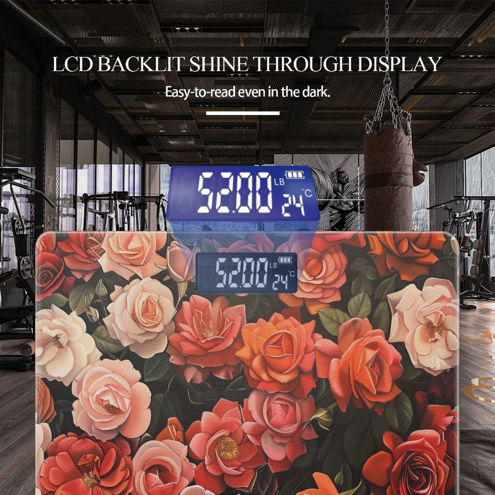 High Precision Body Weight Scale Smart Bathroom Scales with Large LCD Display(400lbs),Decorative for Bedroom-Large Painting Of Roses In Various Shades And Shapes