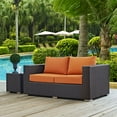 thumbnail image 1 of Modway Convene Wicker Outdoor Patio Furniture Loveseat, Cushions, Orange, 1 of 5