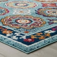 thumbnail image 6 of Modway Entourage 94.5x122" Odile Floral Moroccan Trellis Area Rug in Blue/Red, 6 of 8