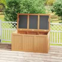 S-HOME Versatile Solid Wood Outdoor Deck Box with 67 Gallon Capacity, Ideal for Storing Cushions, Toys and Garden Equipment