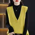 thumbnail image 4 of JIANJIA Sweaters For Women Solid Color V Neck Sleeveless Vest Knitwear Trendy Autumn Winter Pullover Daily-Wear, 4 of 5