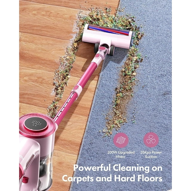 Homeika Cordless Vacuum Cleaner, 20Kpa Powerful Suction Vacuum with LED Display, 8 in 1 Lightweight Stick Vacuum with 30 Min Runtime Detachable Battery