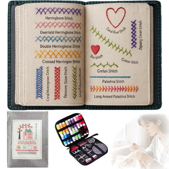 2026 New Upgraded Embroidery Stitch Book Kit,86 PCS Beginner Embroidery Kit, 106 Patterns with Tools & Tutorials, Portable All-in-One Hand Embroidery Book for Adults & DIY Craft Lovers