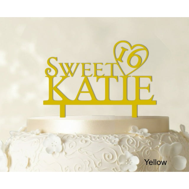 Personalized Birthday Cake Topper Yellow Cake Topper Color Option Available 5-7 Inches Wide