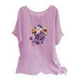 thumbnail image 1 of Birdeem Blouses pour Femmes, T-Shirt Décontracté à Broderie Imprimée, Manches Courtes, Coton et Lin, 1 of 12