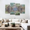 thumbnail image 3 of Elephant Stock Grunge Mandala Symbols Wall Art - Horizontal Multi Panel Canvas - Living Room Wall Decor - Decor Elements Multi Panel - Turquoise And Green Decor - 84" x 54", 3 of 8