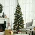 thumbnail image 2 of HOMCOM 6' Skinny Prelit Artificial Christmas Tree with Snow-dipped Tips, 2 of 10