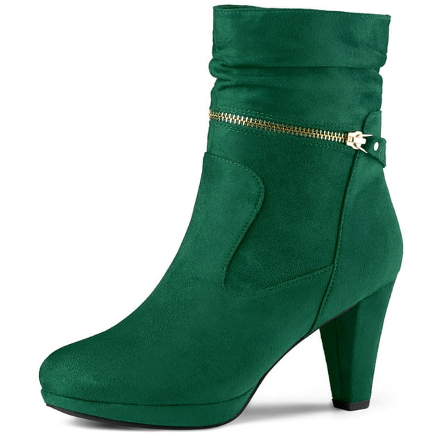 Unique Bargains Bottes à Talons Hauts Plateforme à Fermeture Éclair à la Cheville pour Femmes