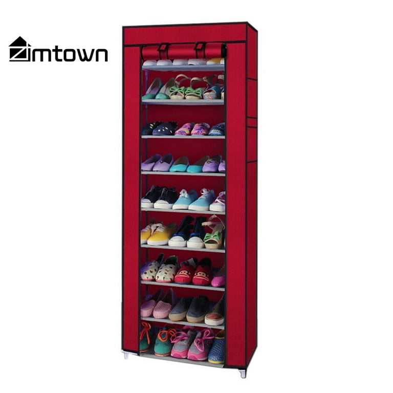 Zimtown 10 Tiers Shoe Rack with Dustproof Cover Closet Shoe Storage Cabinet  Organizer