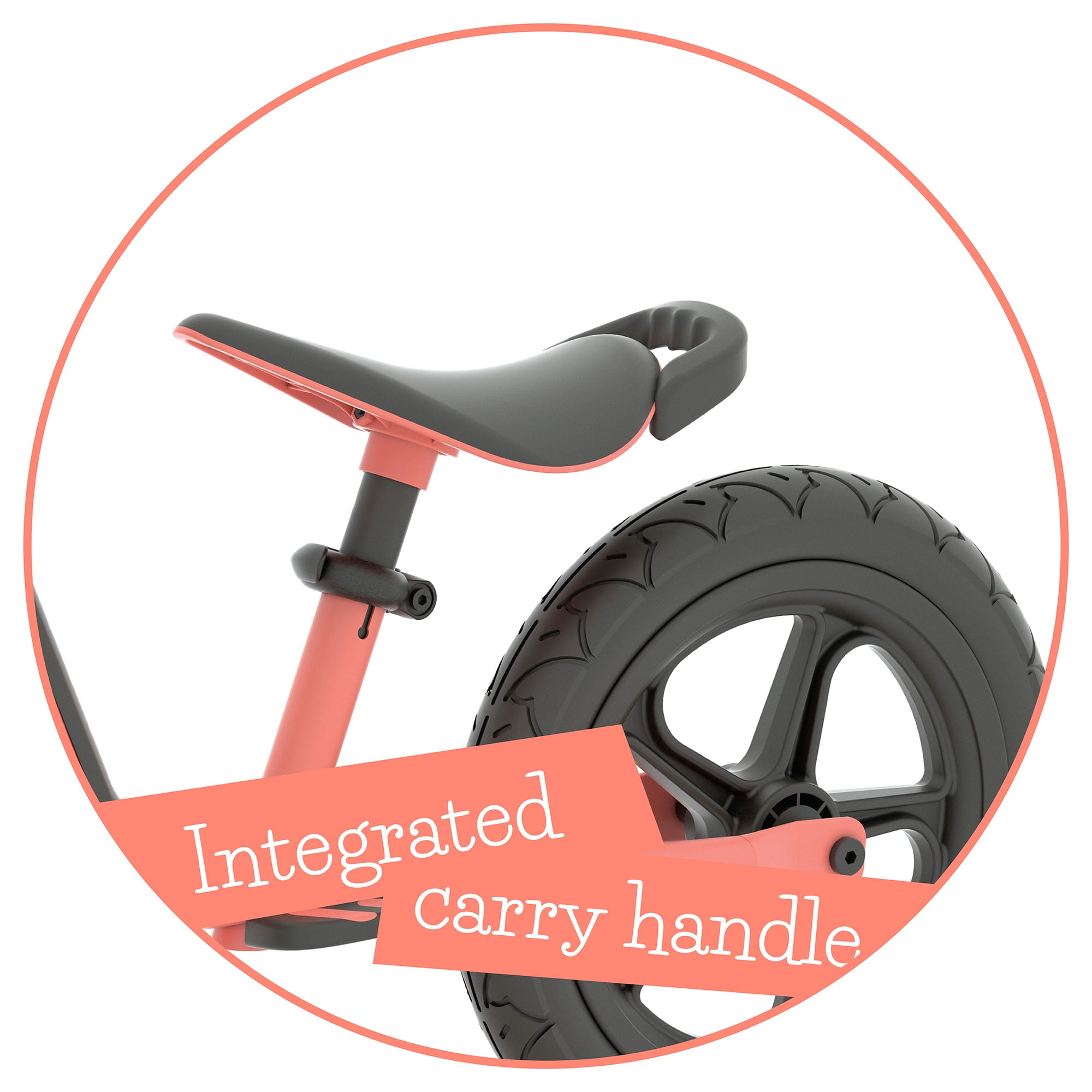 Chillafish Flamingo Charlie Sport Lightweight Toddler Balance Bike with Carry Handle, Integrated Footrest, Handlebar Foam, Adjustable Seat and Handlebar, Puncture-Proof 12" RS Tires, Kids 2-5 Years