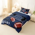 thumbnail image 3 of Castle Fairy Eat Sleep Football Twin Comforter Sets 2pcs, Rugby Court Bedding Set, Navy Brown,Navy Blue Reversible,1 Comforter and 1 Pillowcase, 3 of 6
