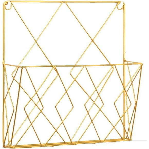 Revistero de pared de metal (color dorado) para baño, cocina y oficina