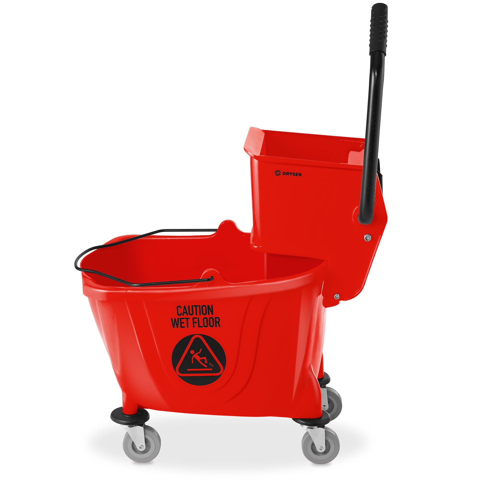 Dryser Commercial Mop Bucket with Side Press Wringer, 33 Quart, Red