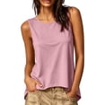 thumbnail image 2 of SwiftWear Women's Crew Neck Tank Top with Asymmetric Hem Cross Back Summer Sleeveless Casual Top Soft Stretch Everyday Wear​, 2 of 8