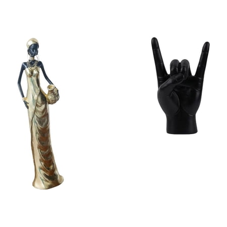 deevoka African Figurine Desktop Figurine Rock Music Gesture Hand Finger Statues Tribal Lady Statue Resin Collectible Suitable for gift giving home decoration office living room bedroom shelf