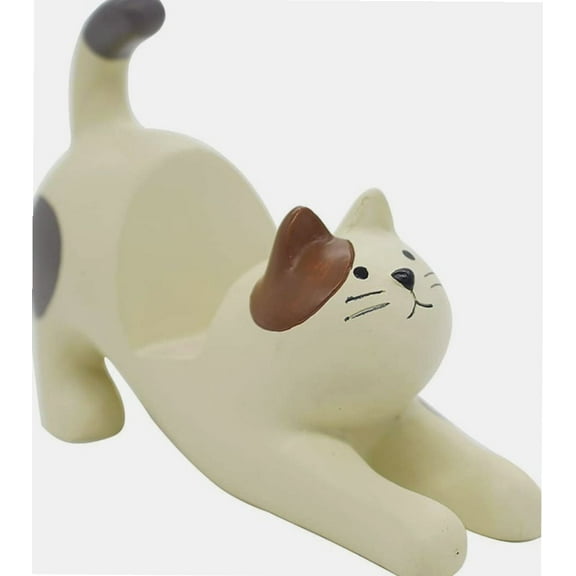 Desk Cell Phone Holder Stand Cute Stretching Cat Kitty for Office Free You Hands Home Ornament