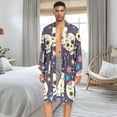 thumbnail image 5 of Dailycode Men Robe Lightweight Soft Bathrobes Kimono Nightgown Cute Skull Candles Bone, 5 of 6