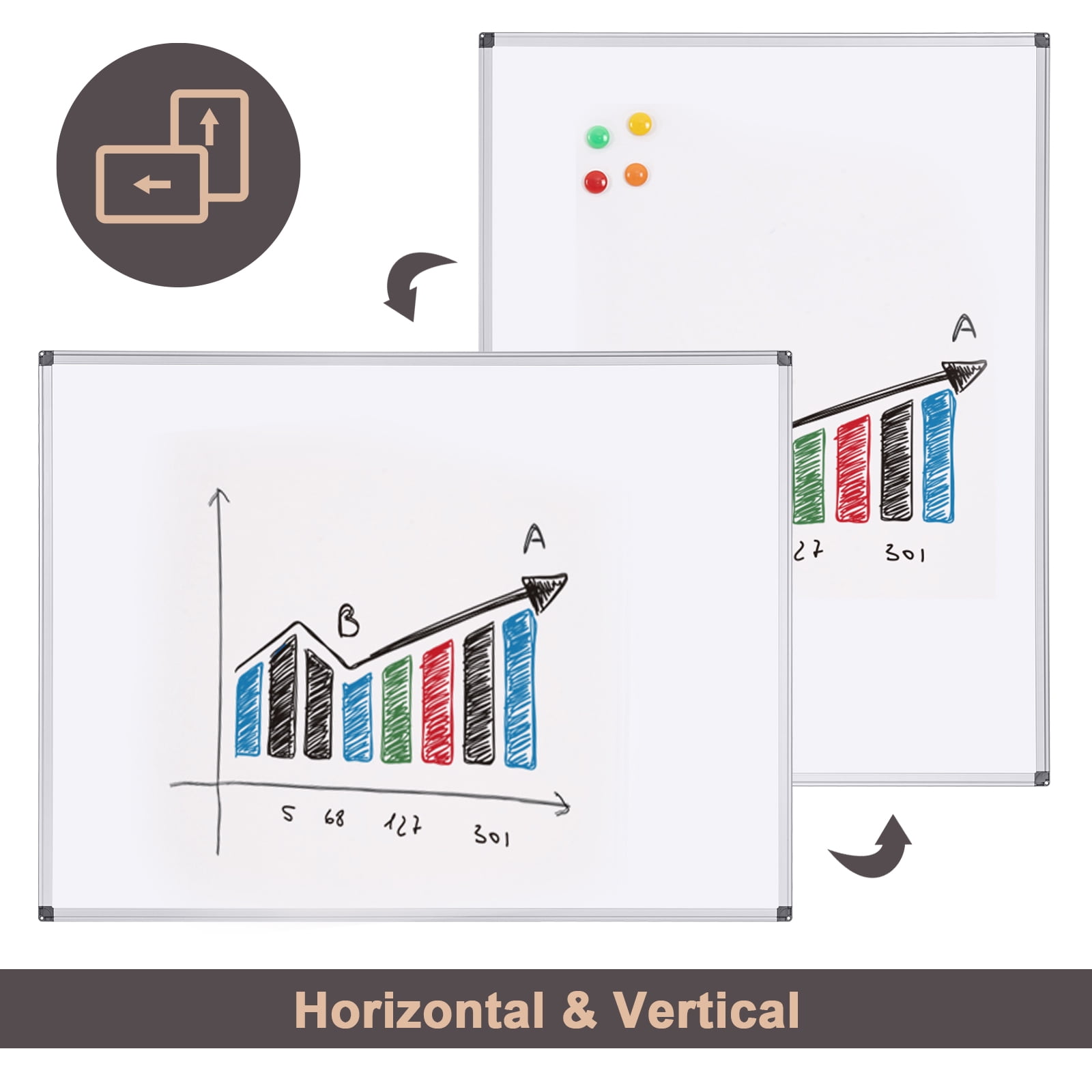 Comix Magnetic Dry Erase Board, 24 x 18 inches Wall Mounted Whiteboard, Aluminum Frame White Board with Pen Tray