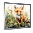 thumbnail image 2 of Designart "Minimalist Fox with Blooming Portrait II" Animals Framed Wall Art Decor - Modern Green Fox Hallway Framed Wall Art Decor, 2 of 6